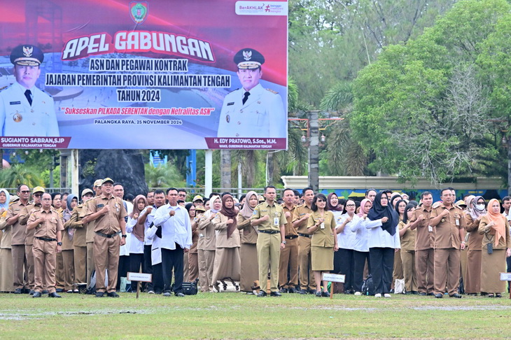 Pemprov. Kalteng Apel Gabungan ASN dan Pegawai Kontrak dengan Mengusung Tema Sukseskan Pilkada Serentak dengan Netralitas ASN